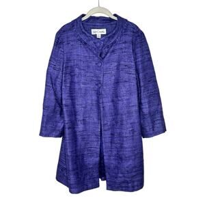 Sara Campbell USA Purple Tweed 100% Silk Tweed Fringe Blazer Size 12